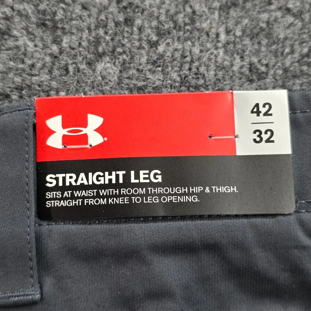 Under Armour Chino Pants Mens 42x32 Gray Straight Leg Stretch Golf Trousers NWT
